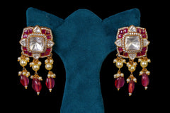 Ruby Beaded Kundan Long Necklace Set