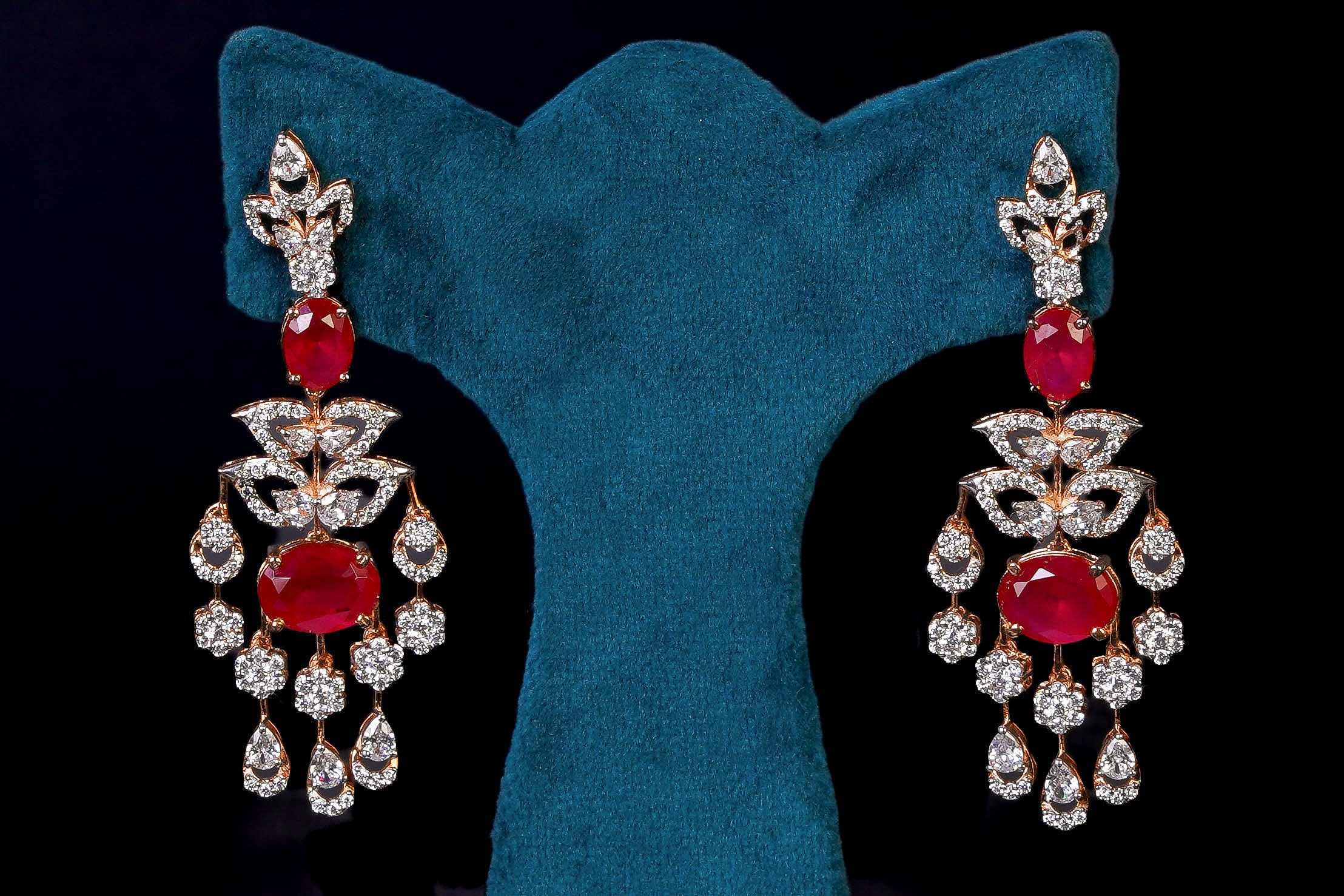 Cherry Red Stone CZ Necklace Set