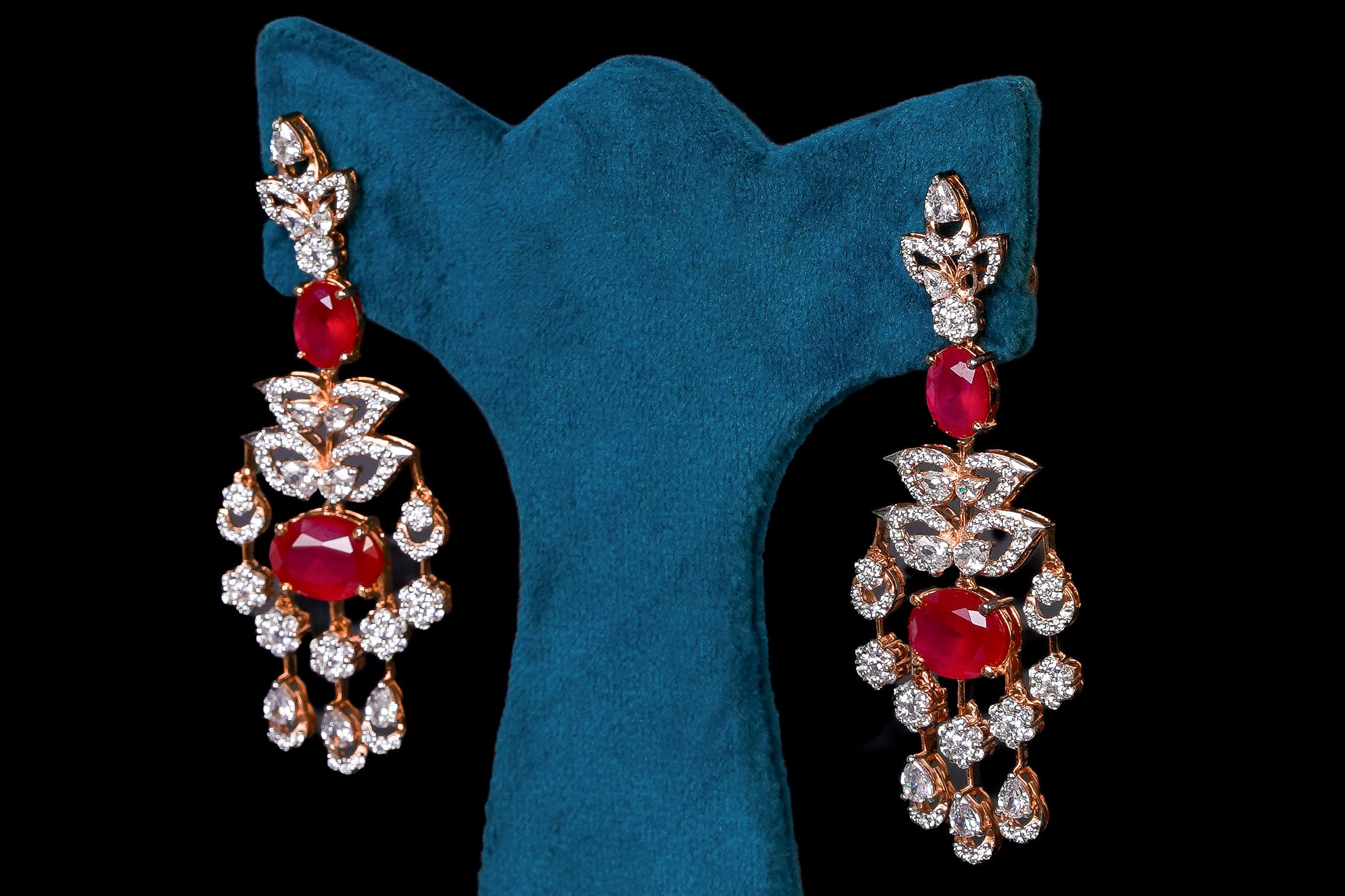 Cherry Red Stone CZ Necklace Set