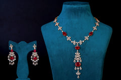 Cherry Red Stone CZ Necklace Set