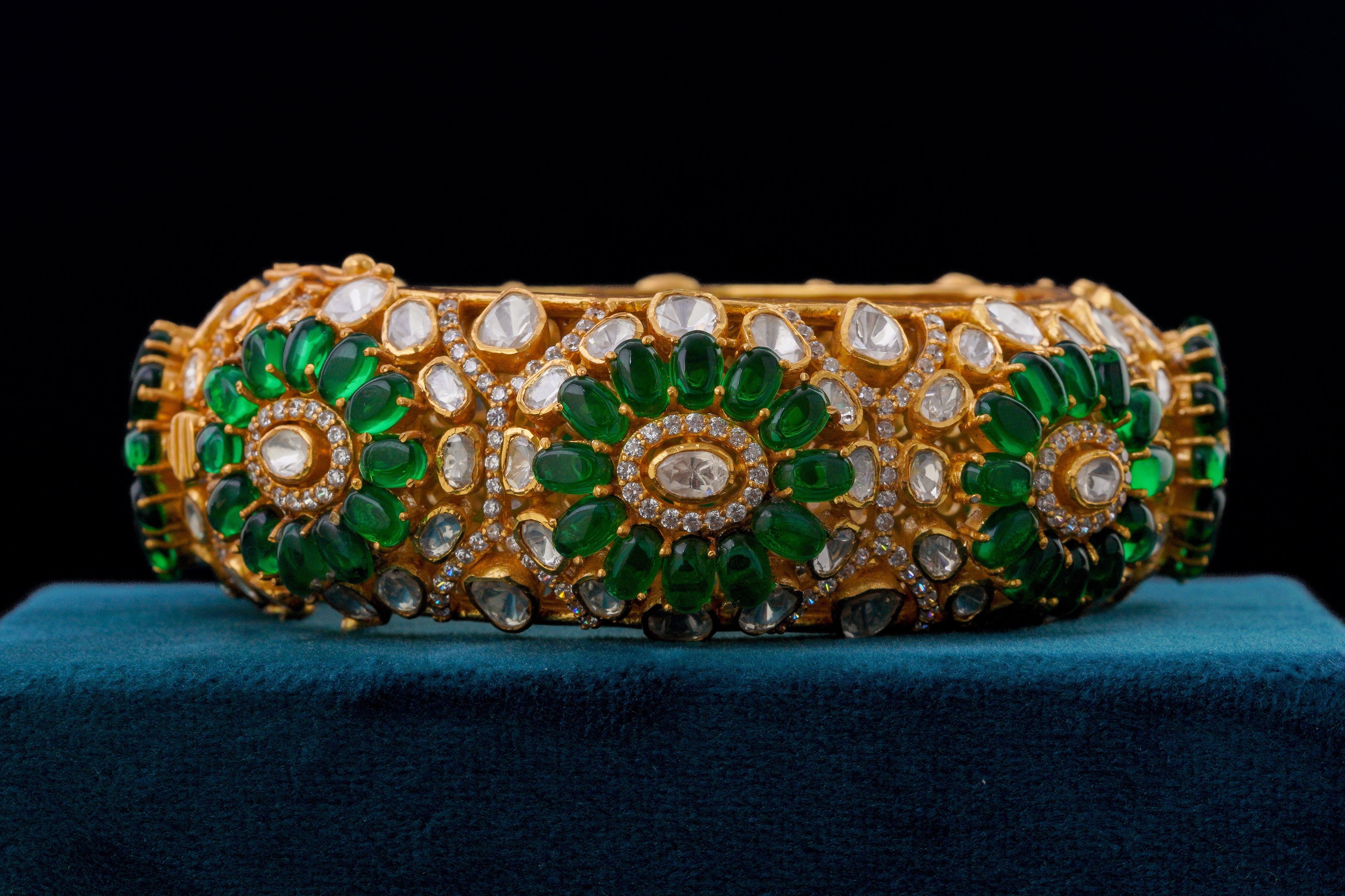 Floral Polki Diamond Designer Bangles