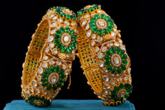 Floral Polki Diamond Designer Bangles