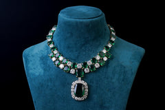 Emerald Crystal Statement Necklace Set