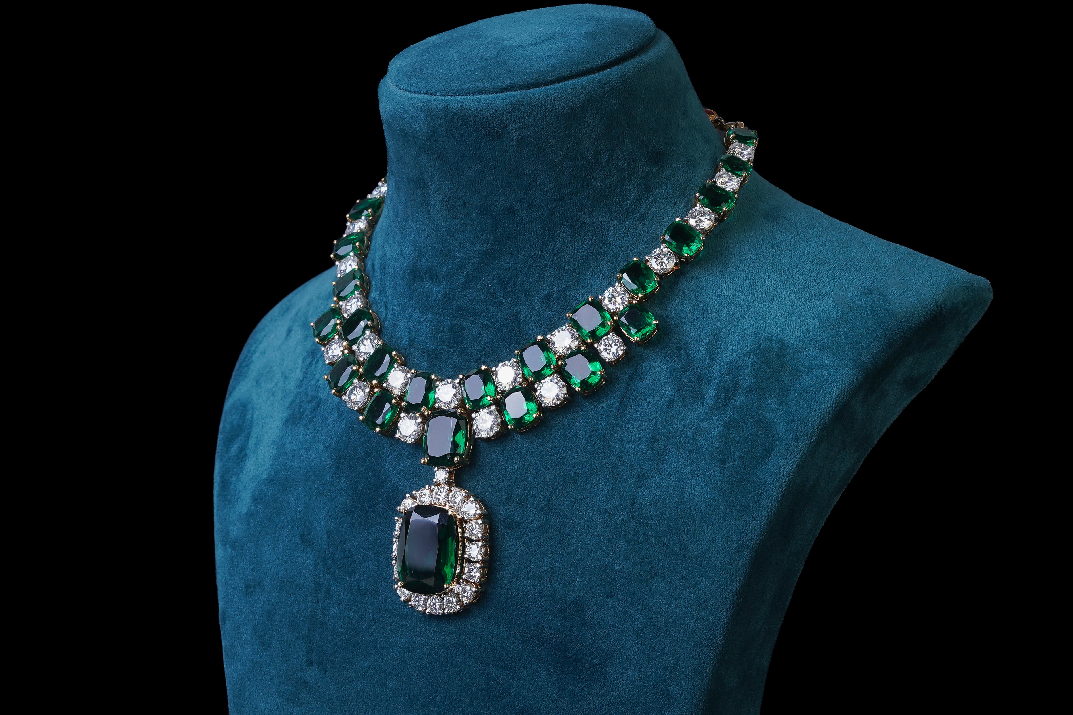 Emerald Crystal Statement Necklace Set