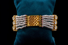Polki Diamond Floral Pink Beaded Bracelet