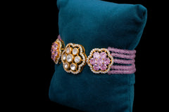 Pink Sapphire Polki Floral Bracelet