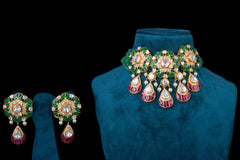 Jade Sparkle Silver Necklace Set