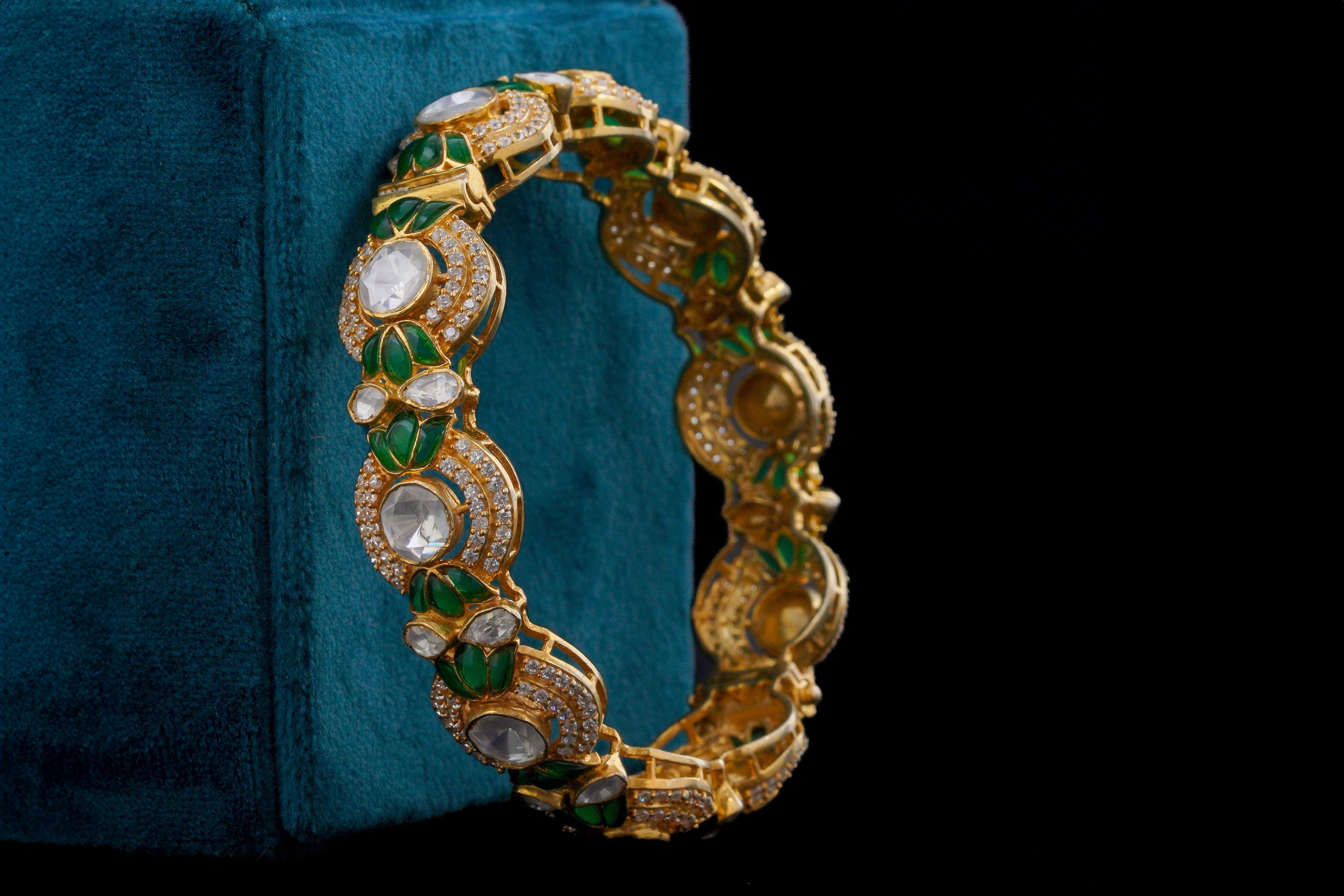 Enamel Polki Diamond Designer Bracelet