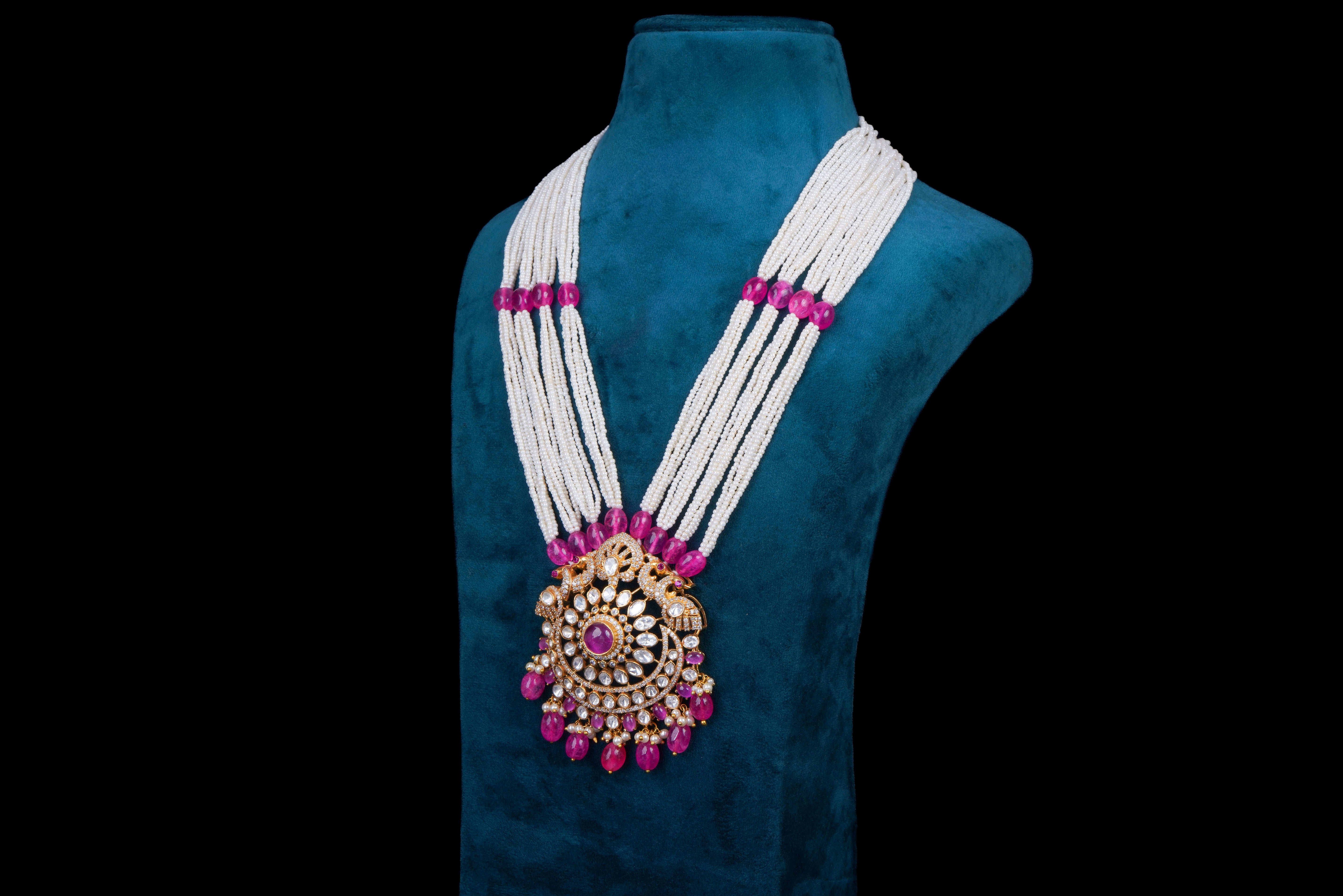 Royal silver kundan necklace set
