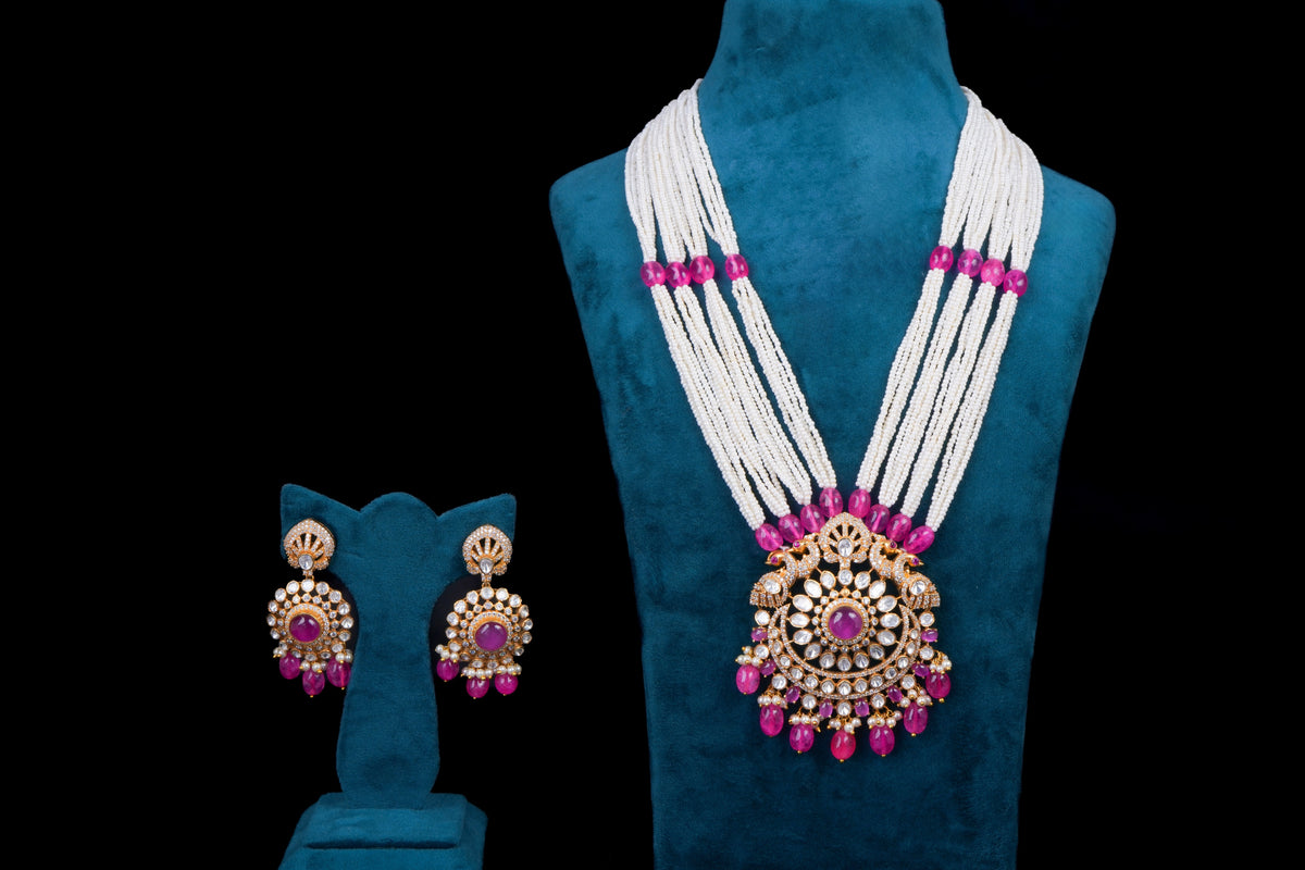 Royal silver kundan necklace set