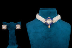 Polki Blue Pearl Elegance Choker Set