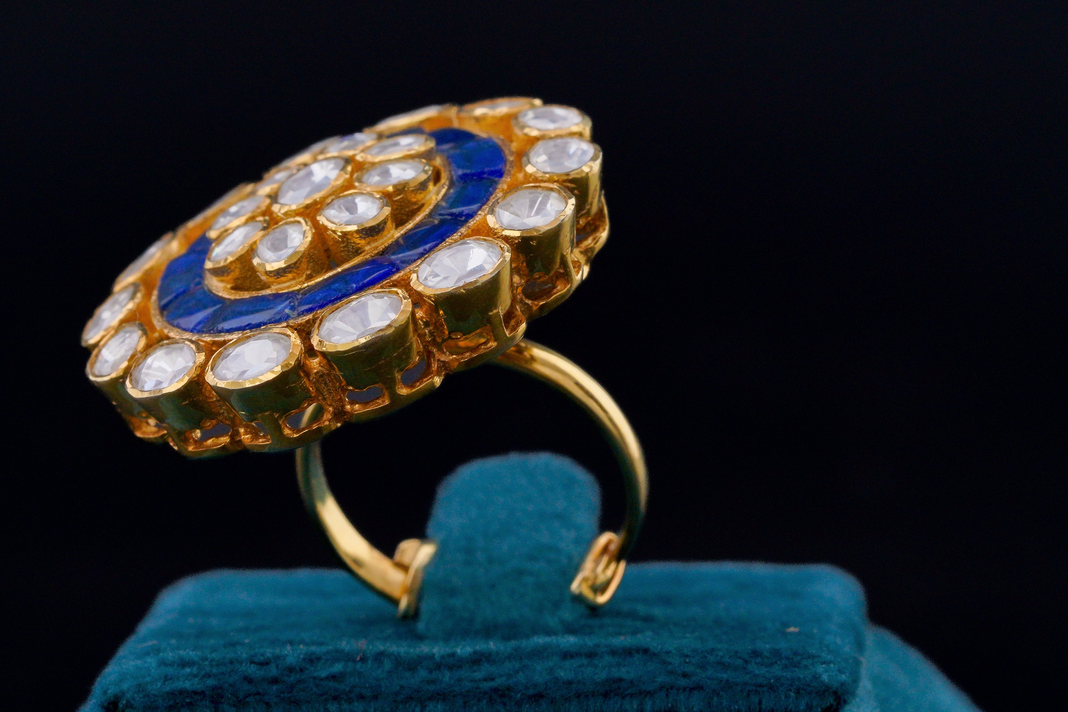 Blue Blossom Kundan Ring