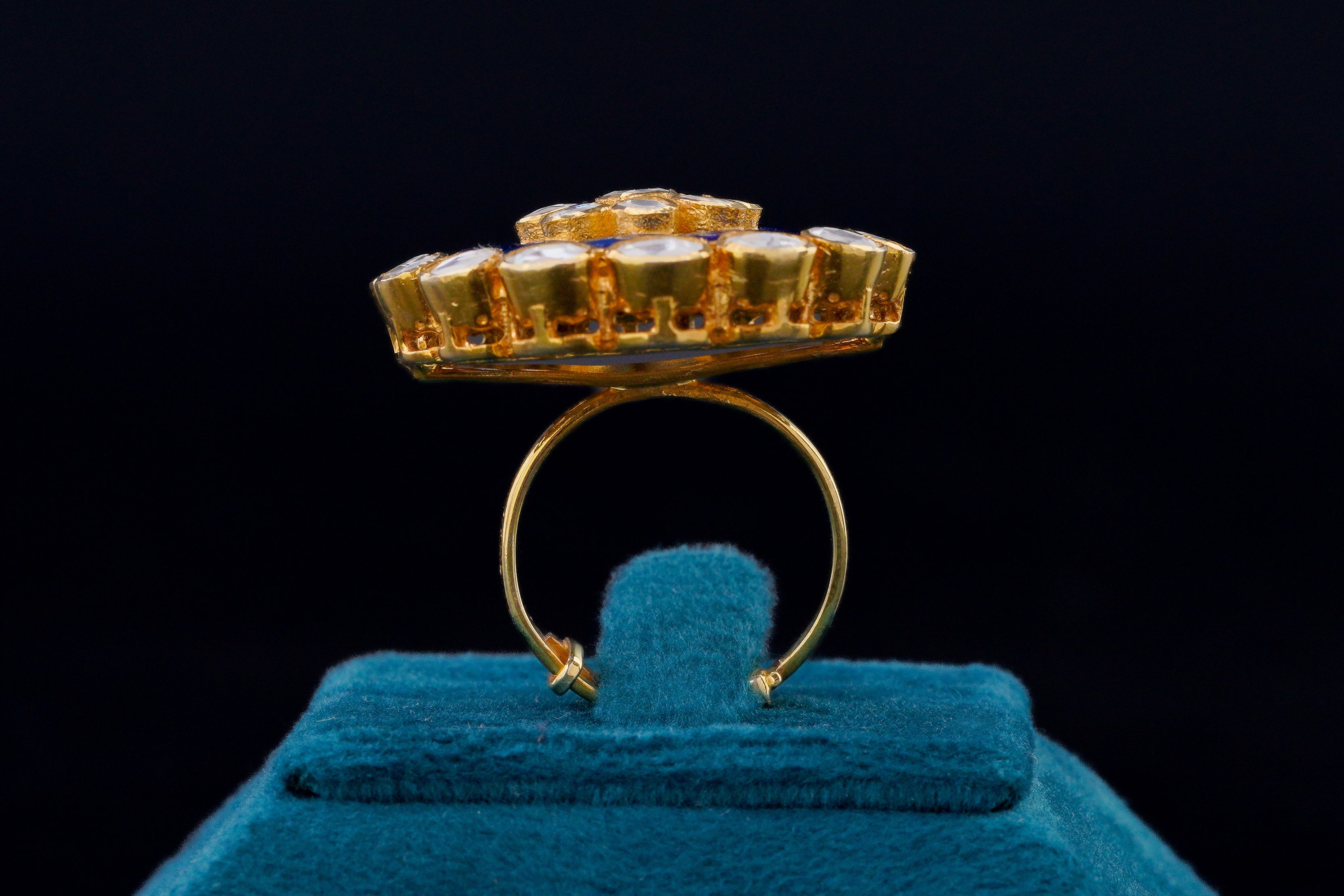 Blue Blossom Kundan Ring