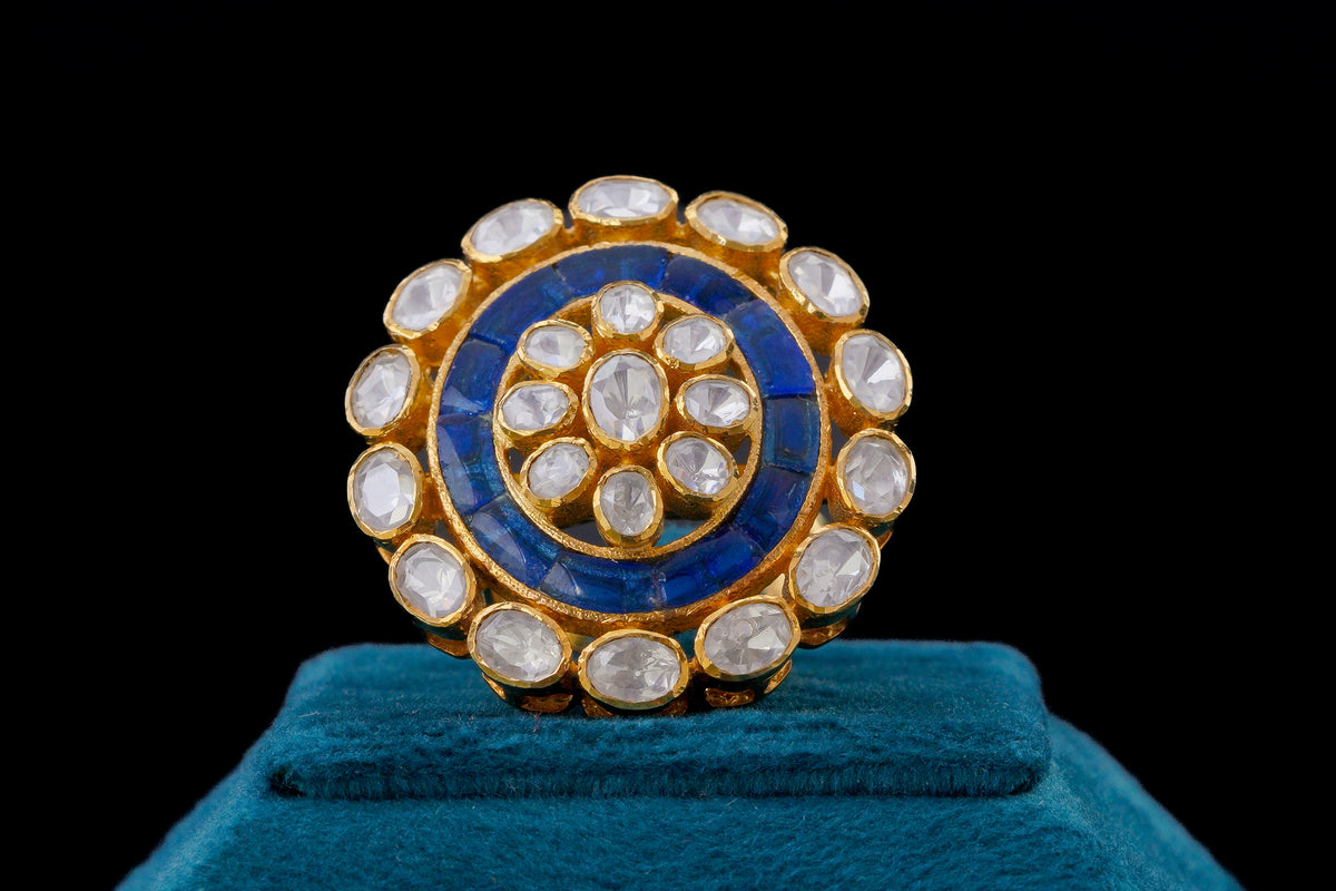 Blue Blossom Kundan Ring