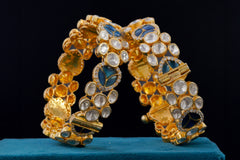 Blue Enamel Polki Diamond Designer Bracelet