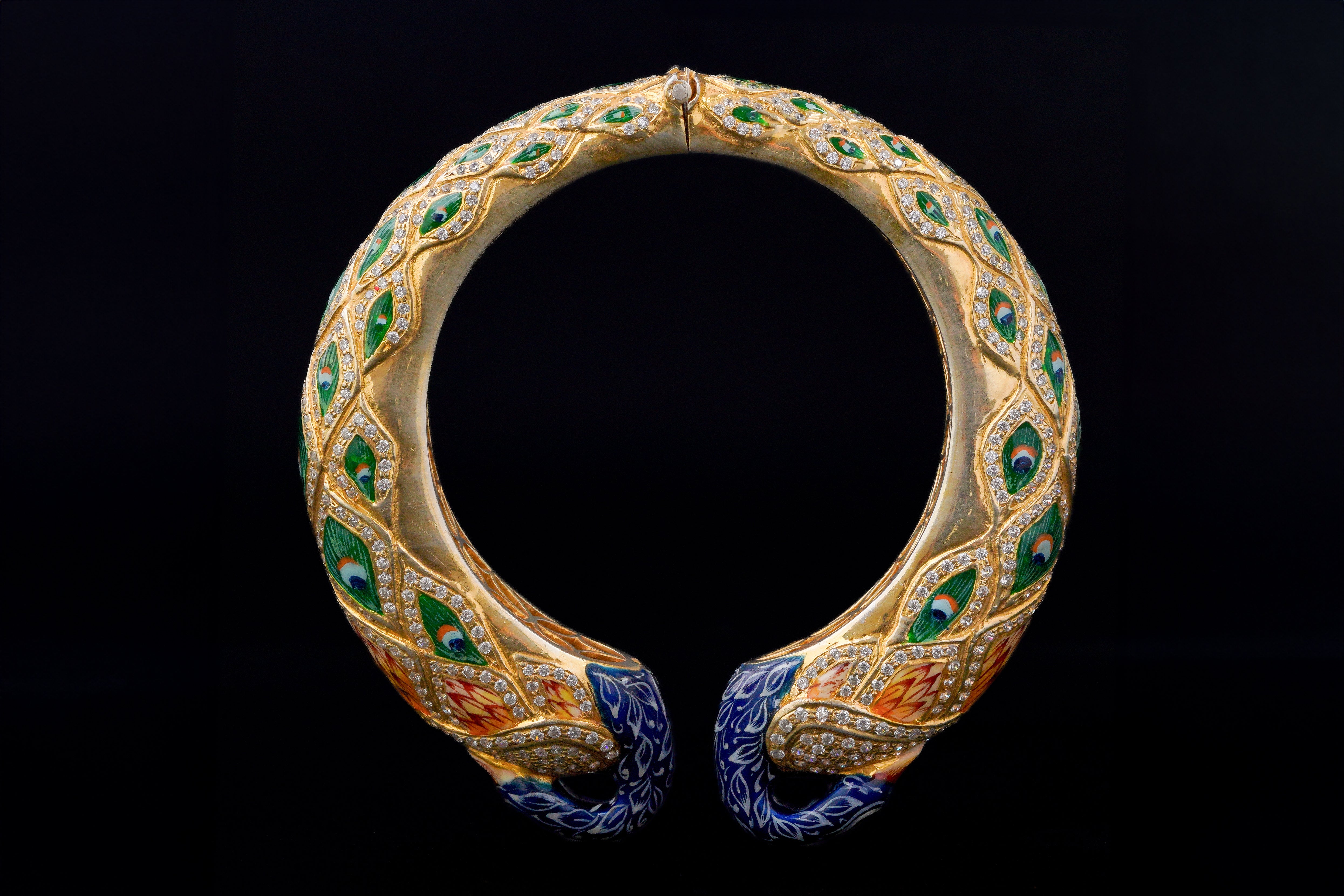 Elegant Silver Peacock Kada Bracelet