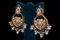 Sapphire Enamel Polki Chandbali Earrings