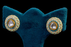Mint Enamel Polki Stud Earrings