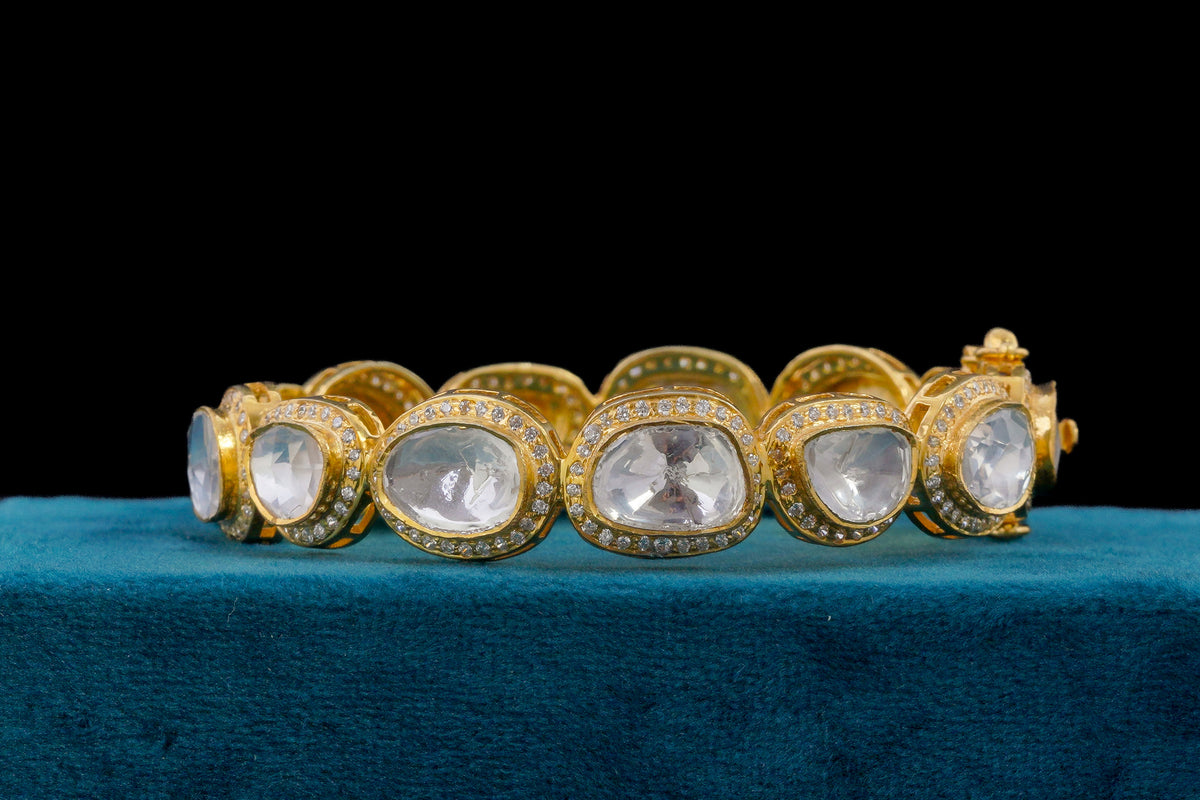 Radiant White Stone Silver Bracelet