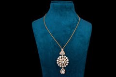 Elegant Polki Diamond Pendant Necklace Set