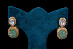 Polki Green Stone Pendant Necklace Set