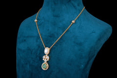 Polki Green Stone Necklace Set