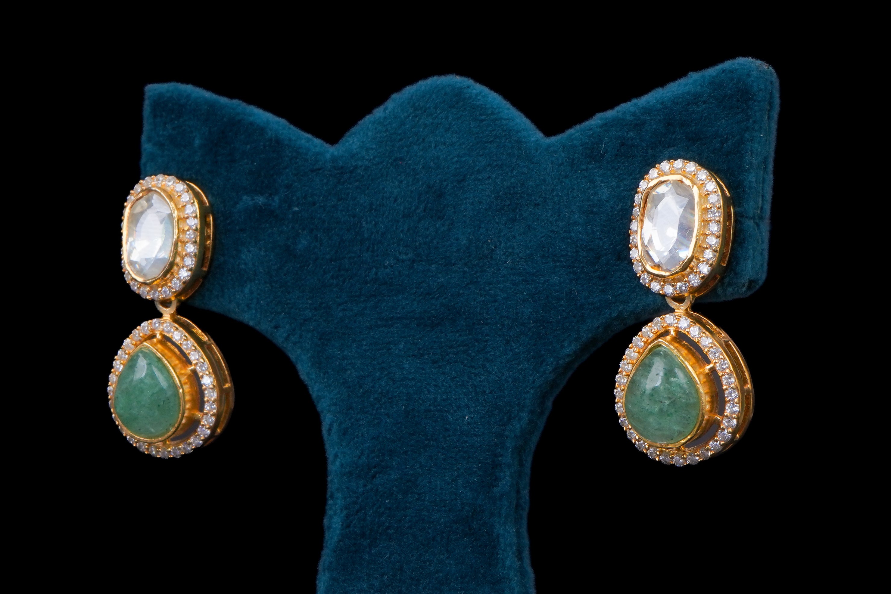 Polki Green Stone Necklace Set