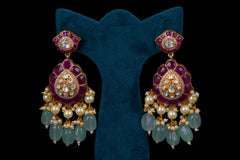 Royal Polki Ruby Pearl Necklace Set