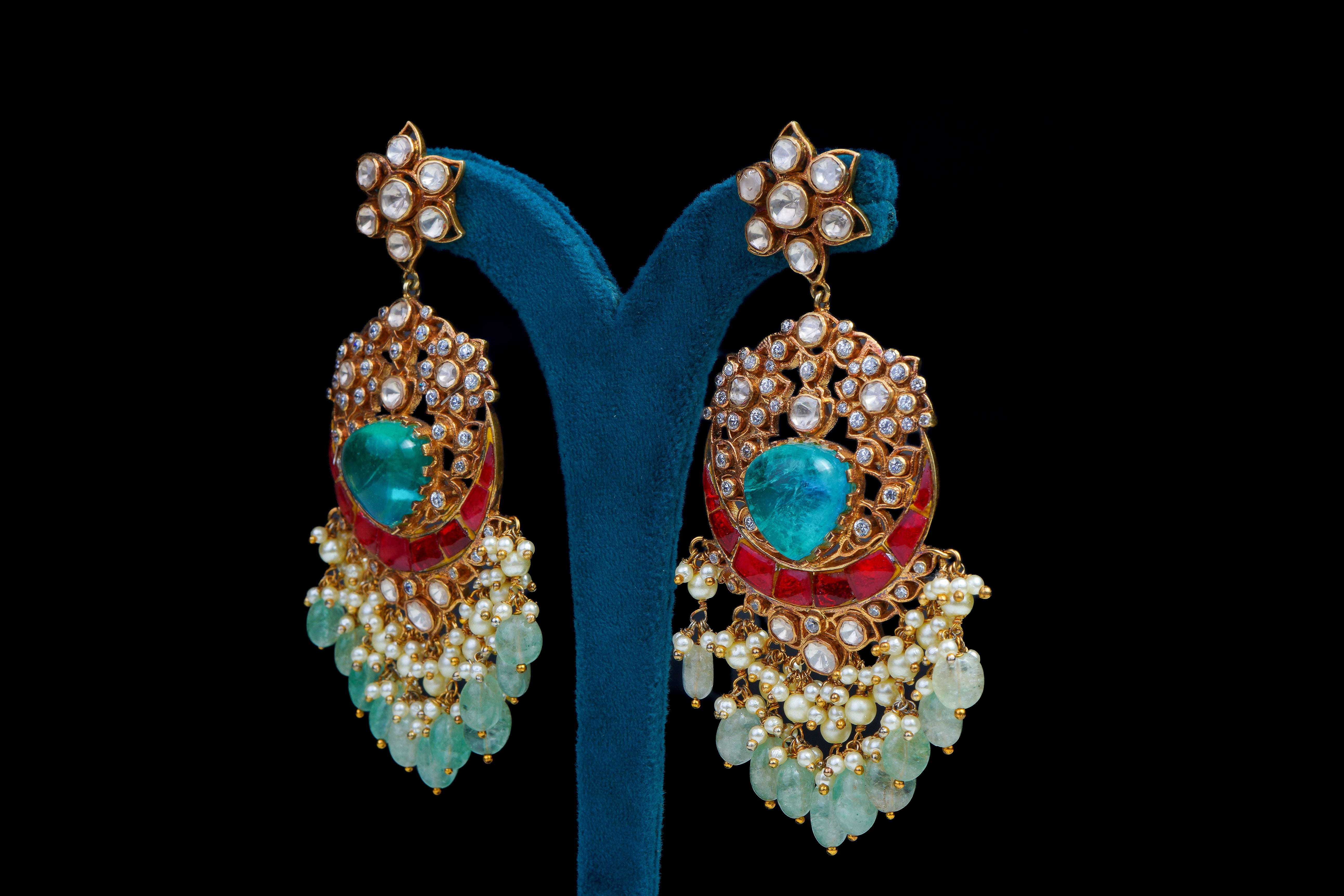 Royal Turquoise Pearl Statement Necklace Set