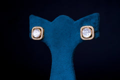 Minimal Polki Diamond Square Stud Earrings