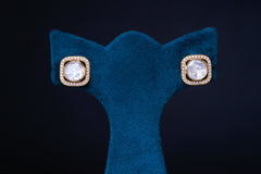 Minimal Polki Diamond Square Stud Earrings