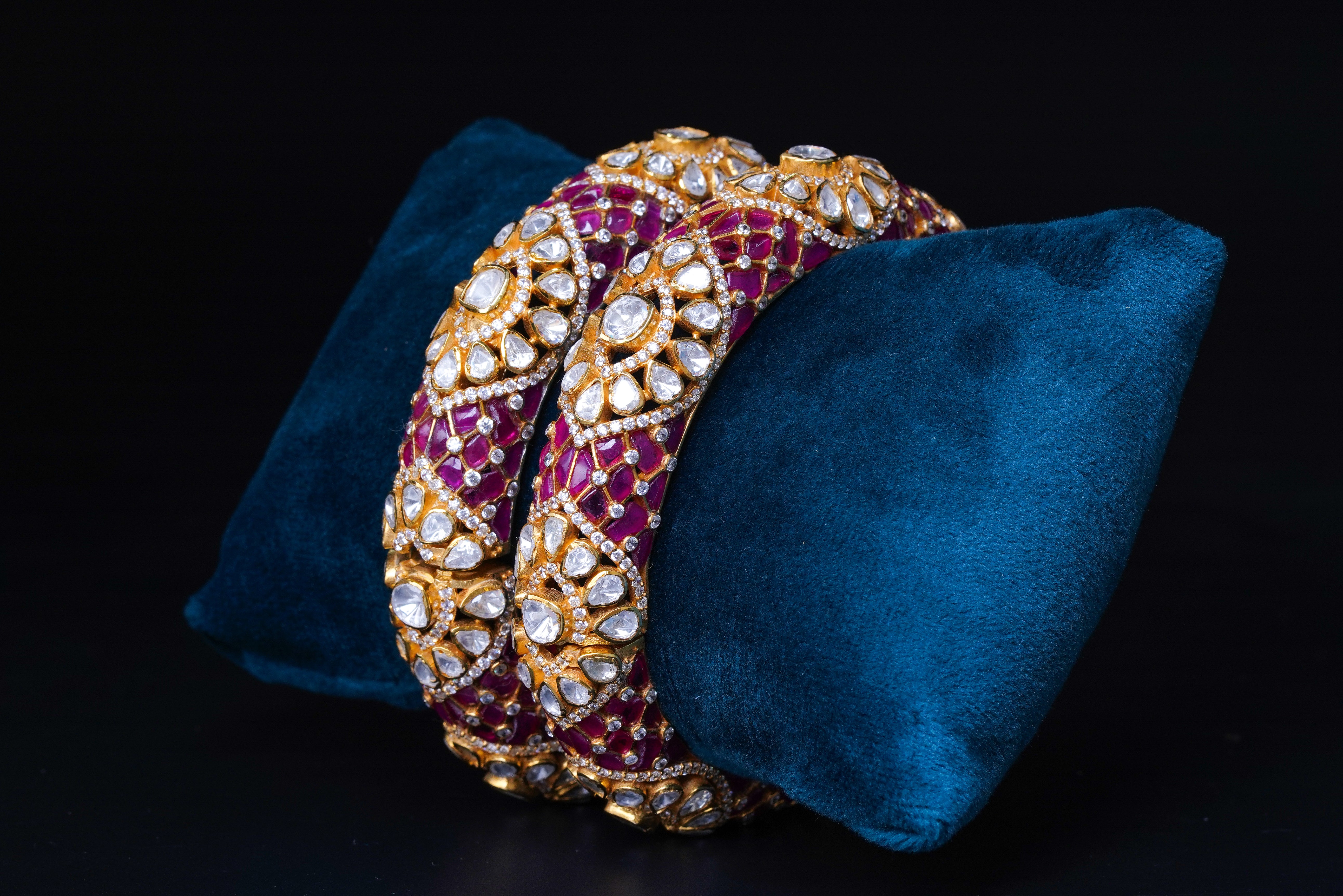 Royal Ruby Polki Designer Bangles