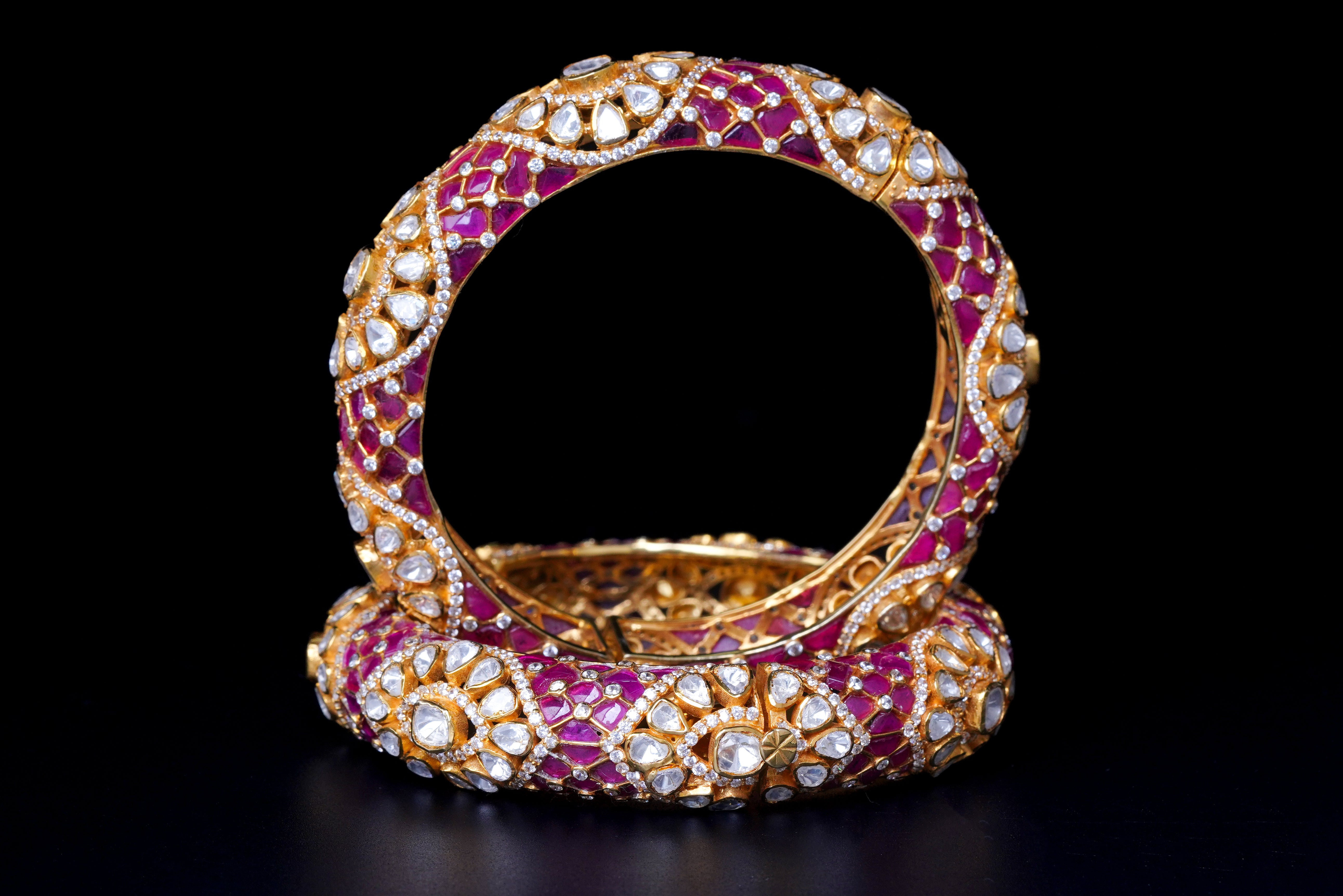 Royal Ruby Polki Designer Bangles