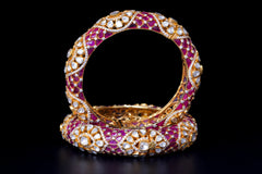 Royal Ruby Polki Designer Bangles