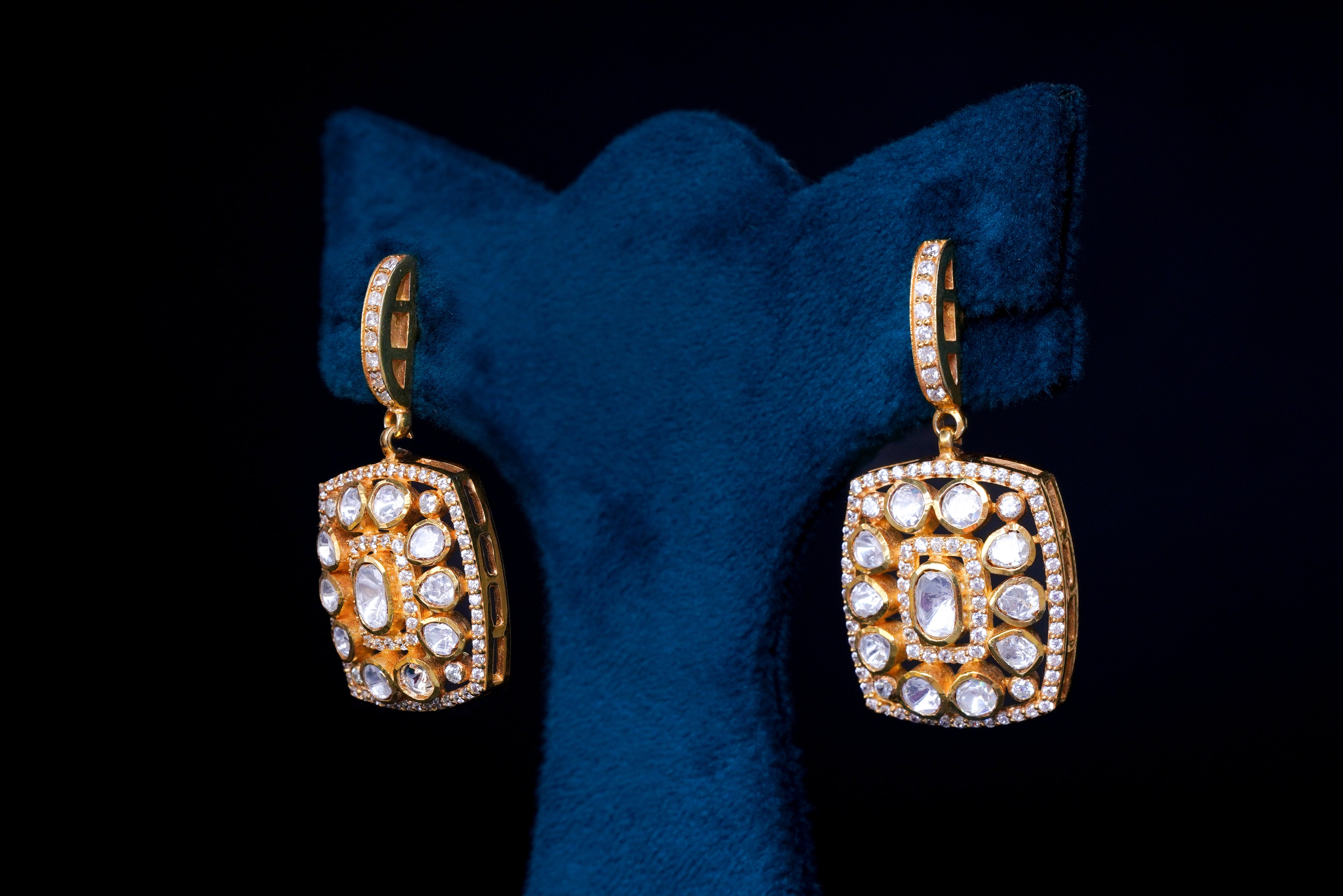 Classic Polki Diamond Drop Earrings
