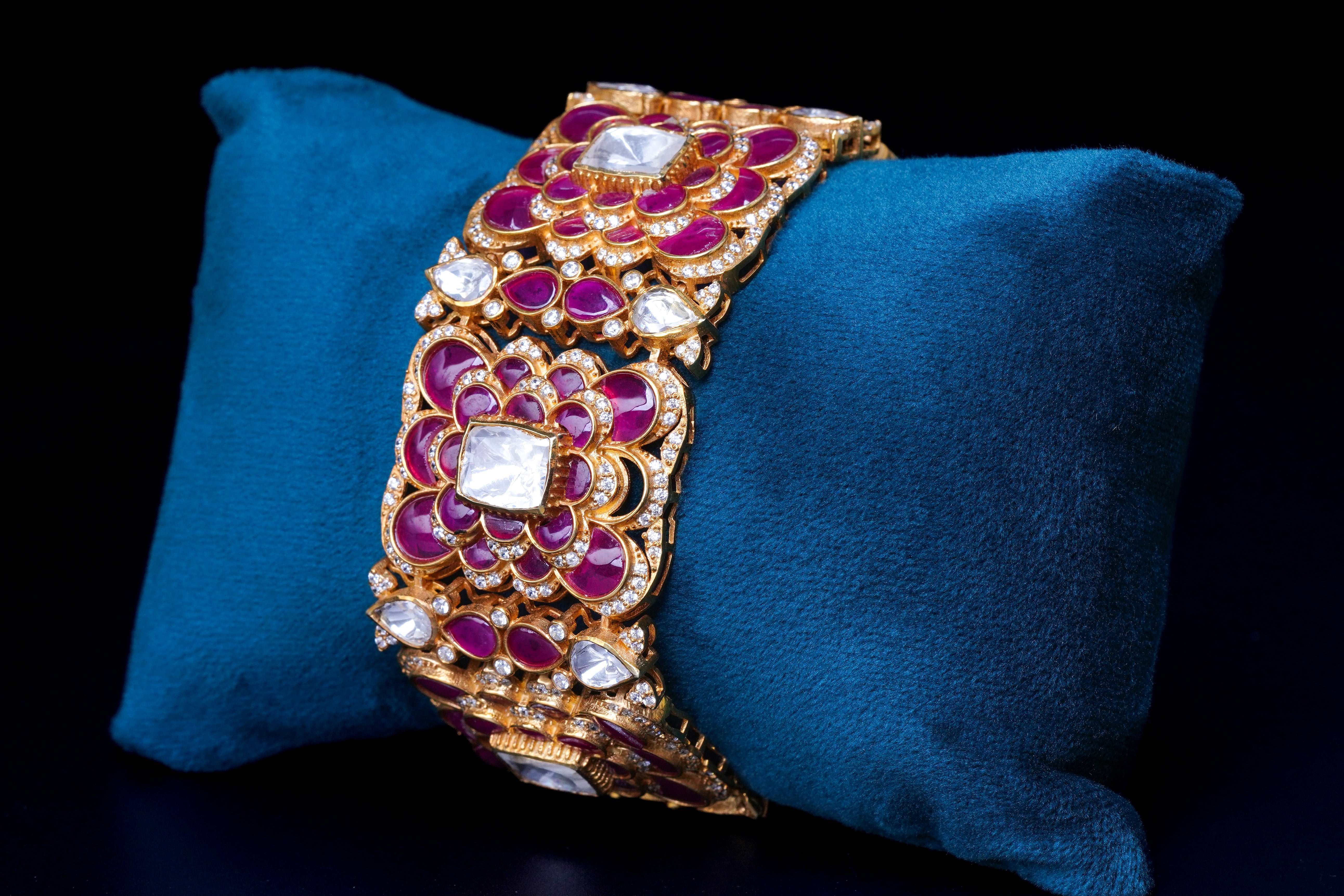 Royal Ruby Polki Floral Bracelet