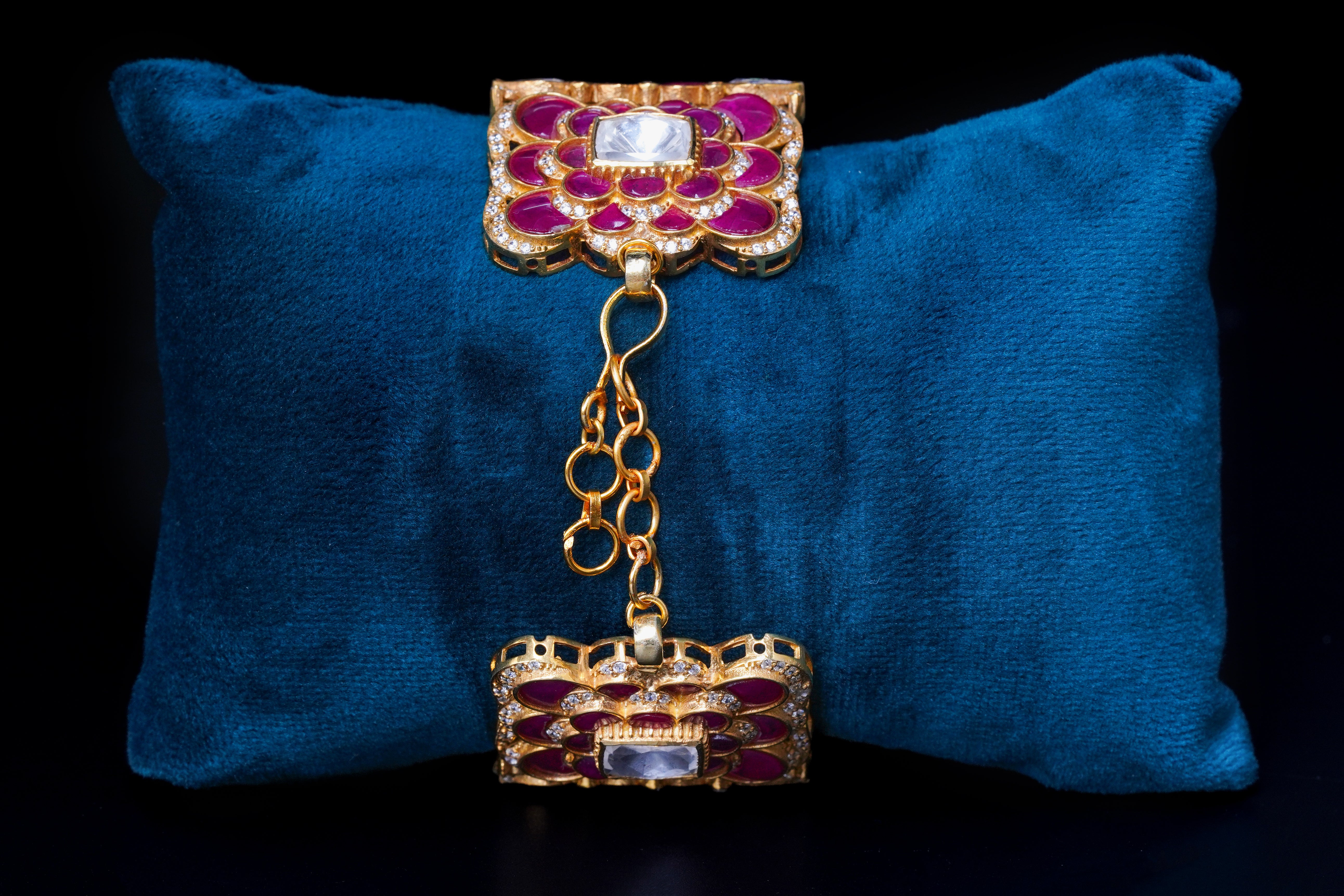 Royal Ruby Polki Floral Bracelet