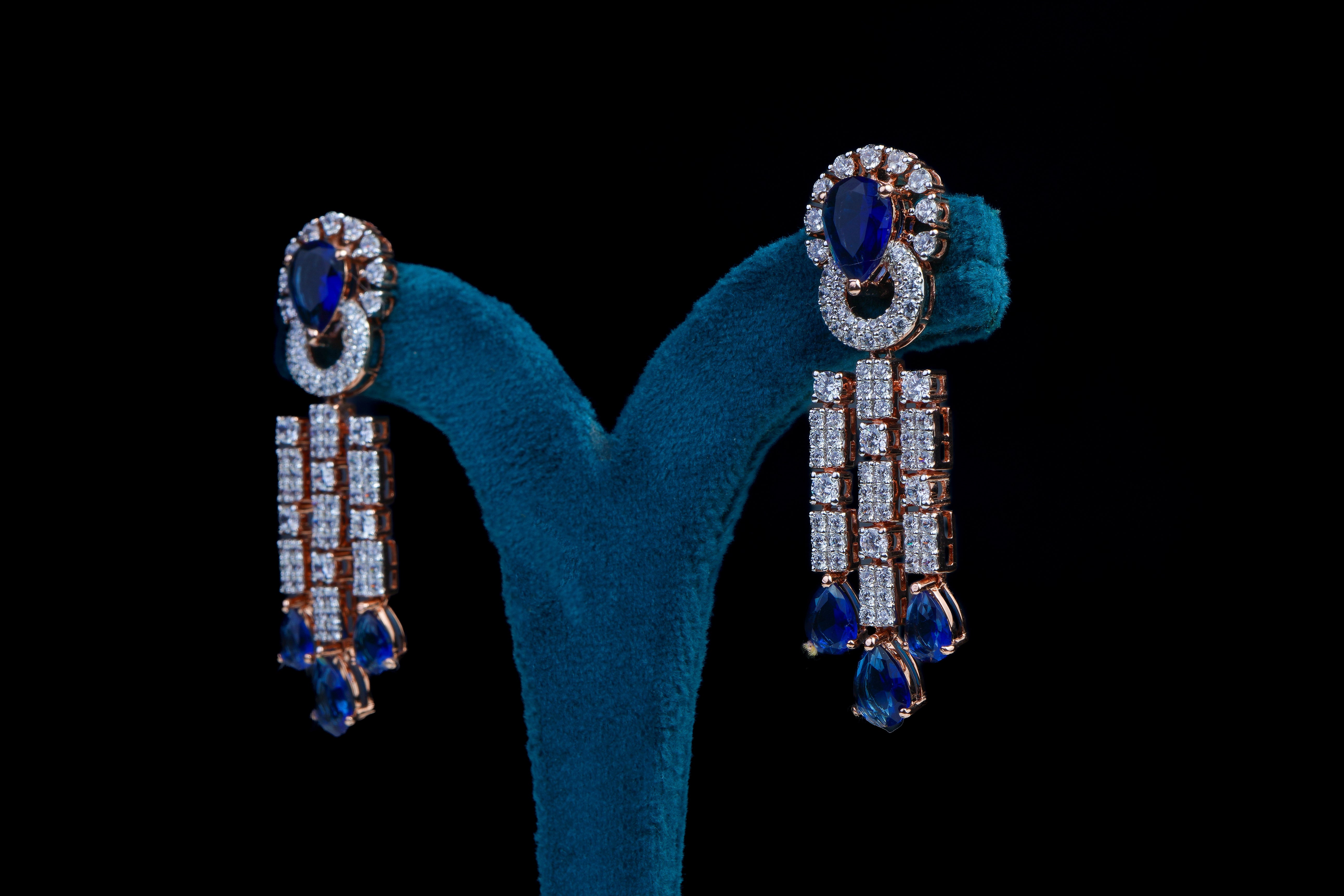 Sapphire Drop Diamond Layered Necklace Set