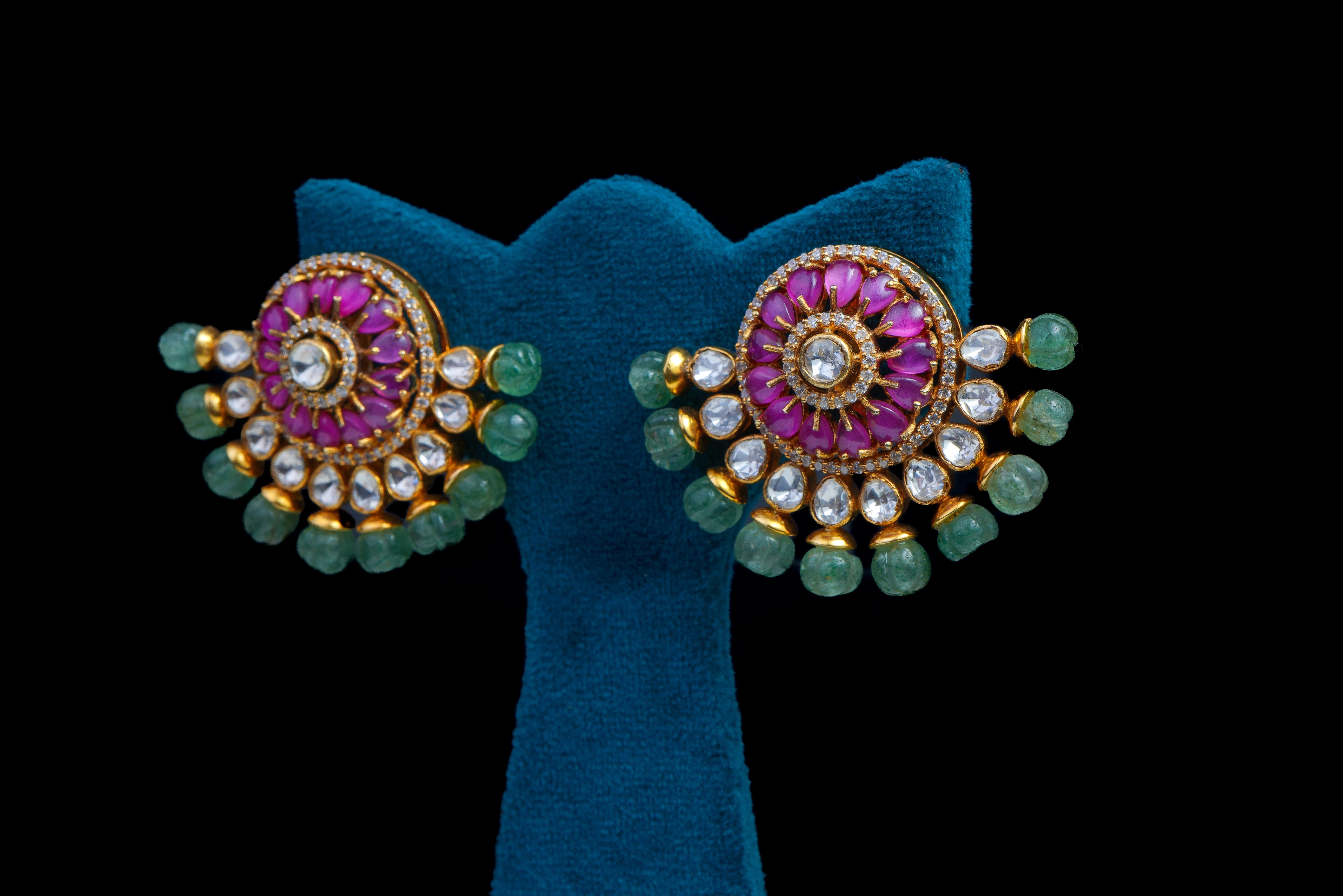 Ruby Floral Beaded Choker Set