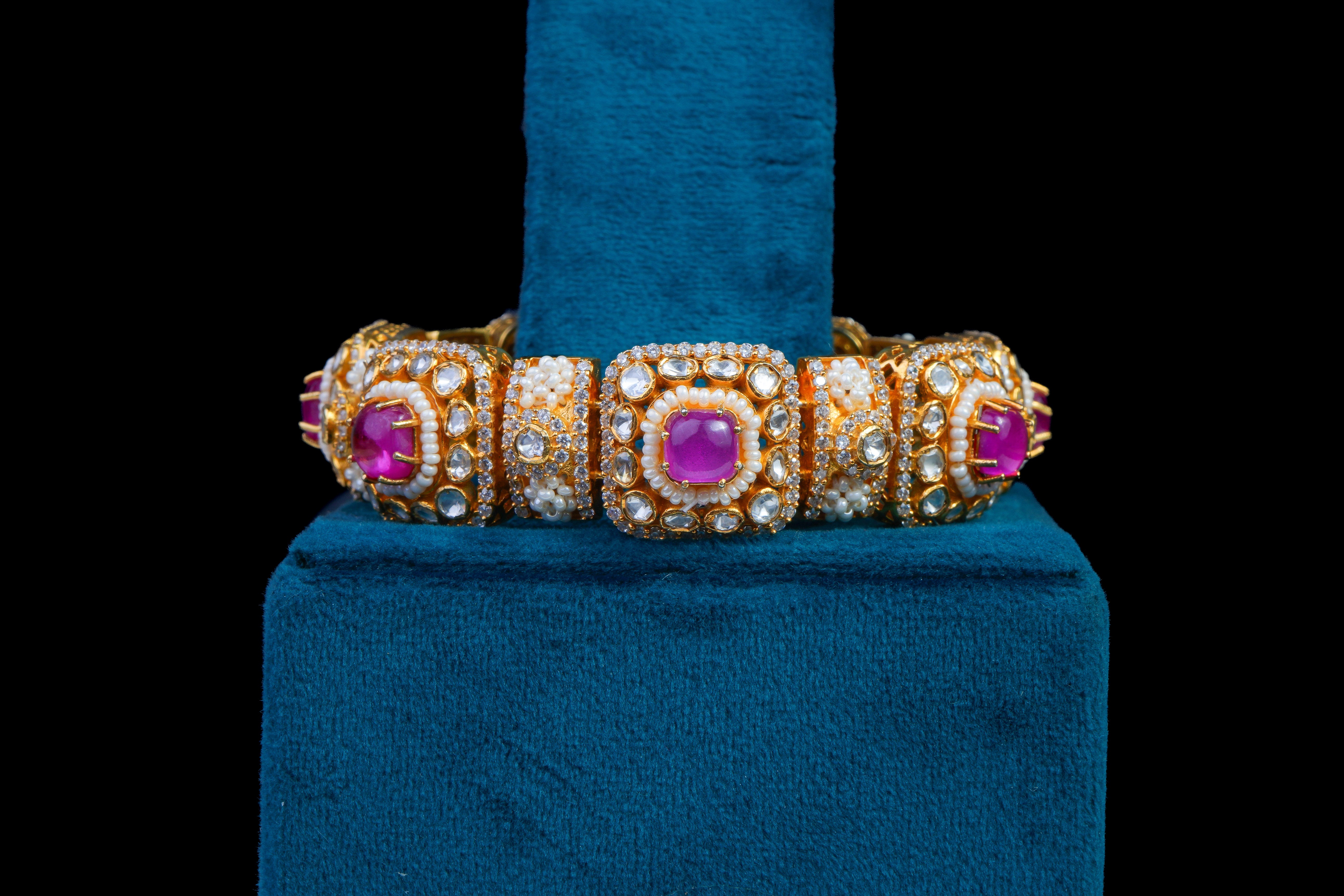 Royal Ruby Polki Bangle Pair