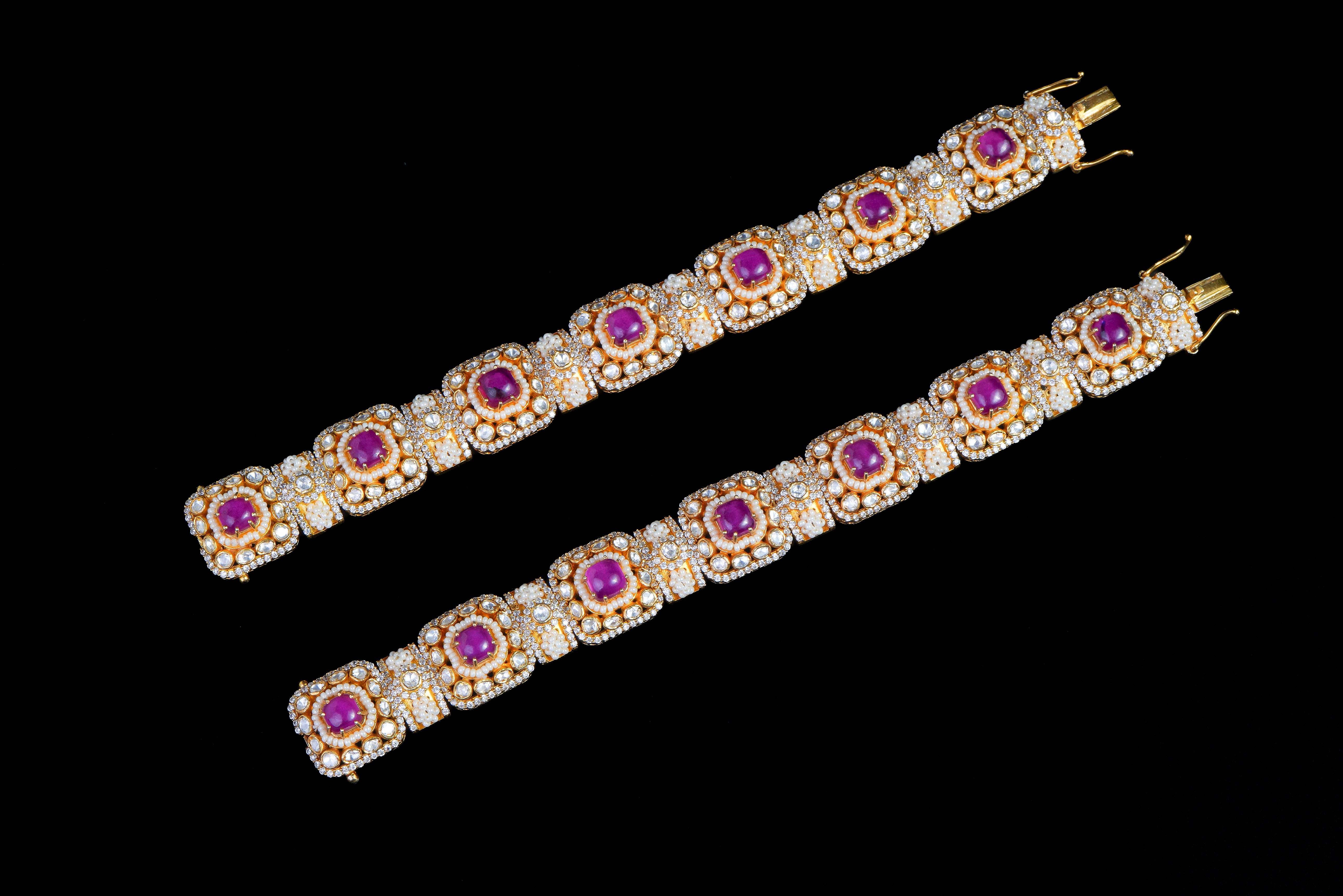 Royal Ruby Polki Bangle Pair