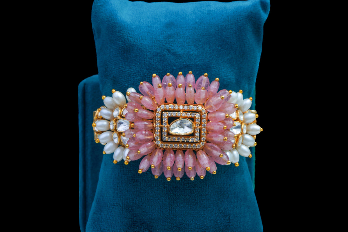 Pink Blossom Gemstone Statement Bracelet