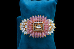 Pink Blossom Gemstone Statement Bracelet