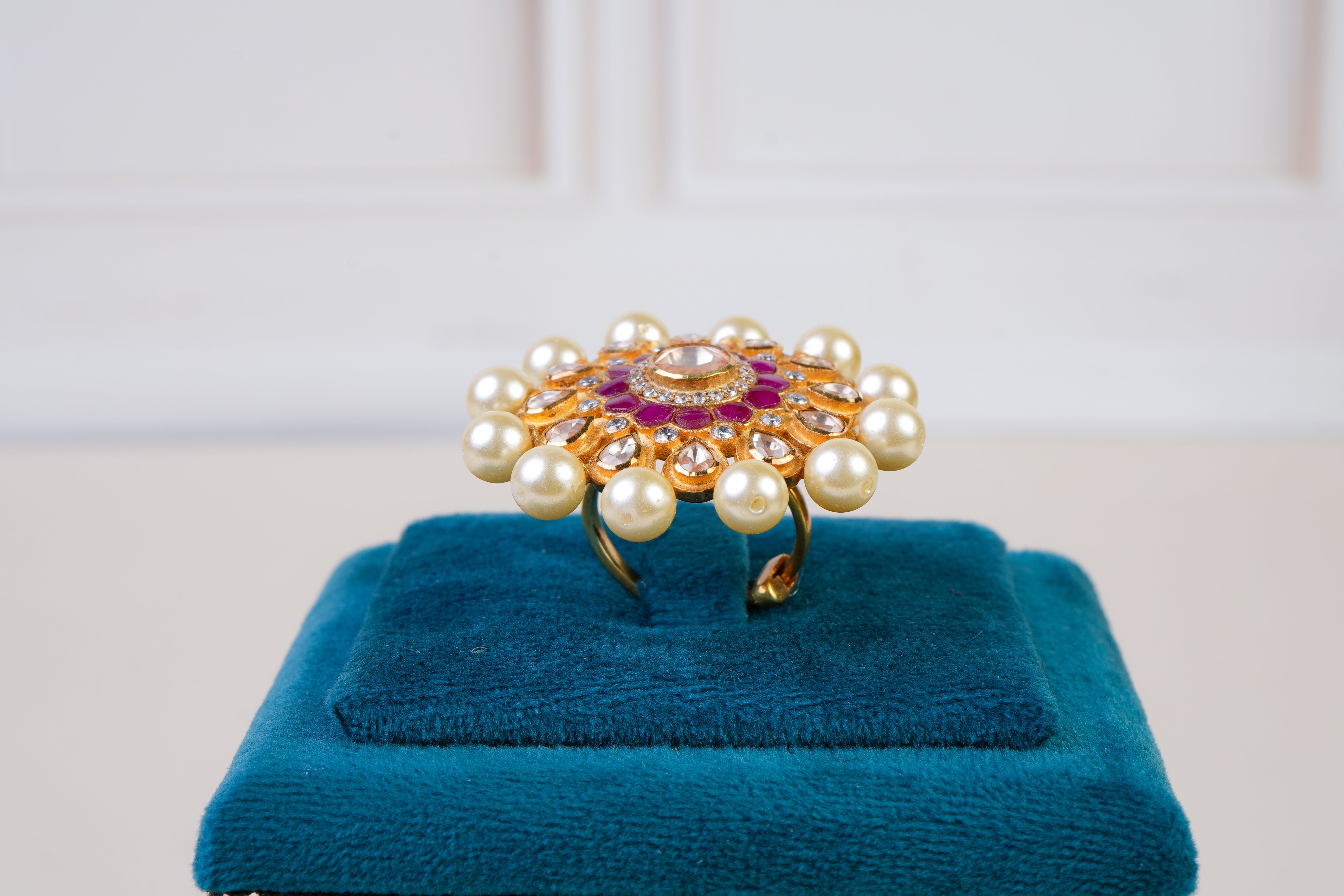Royal Polki Pearl Statement Ring
