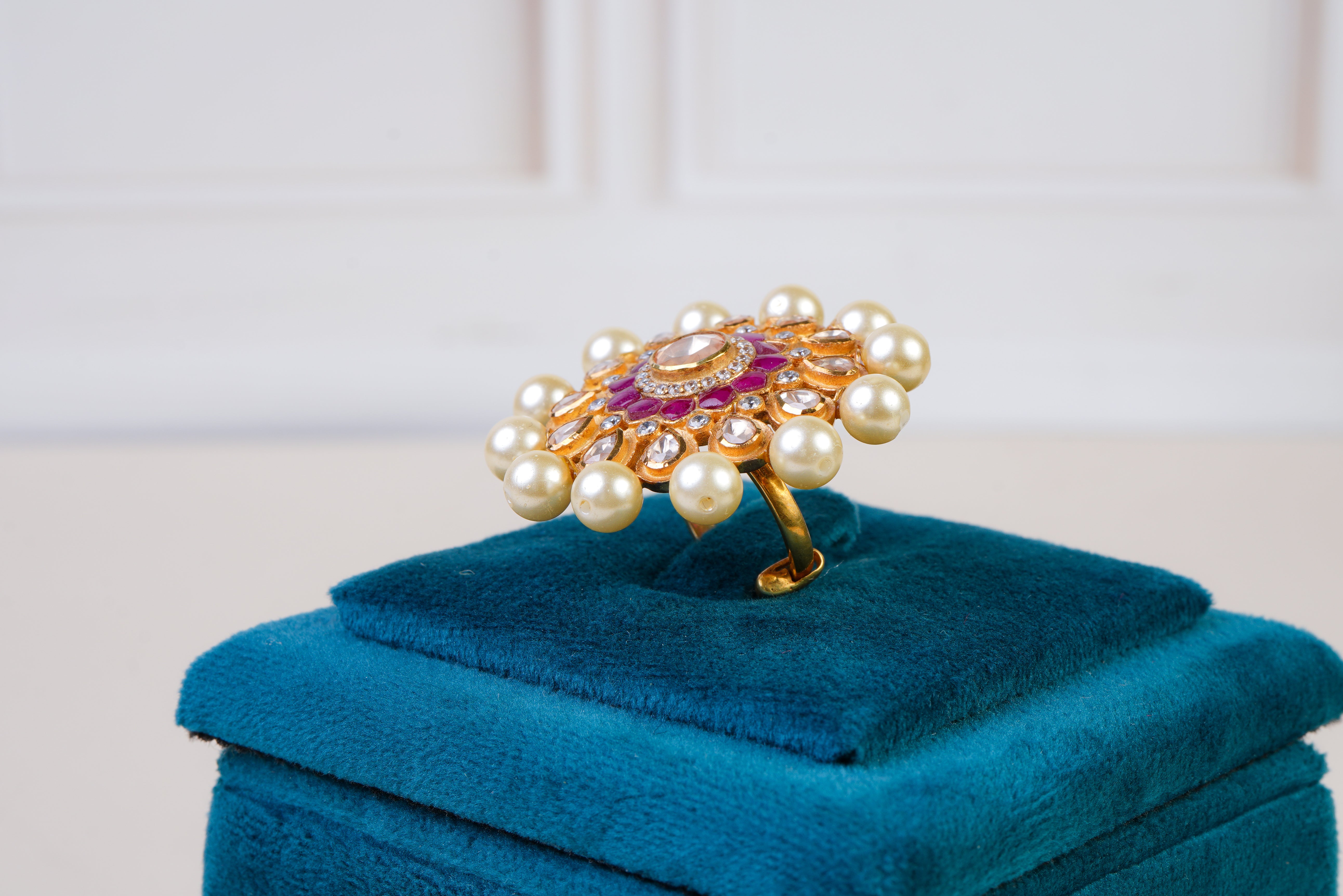 Royal Polki Pearl Statement Ring