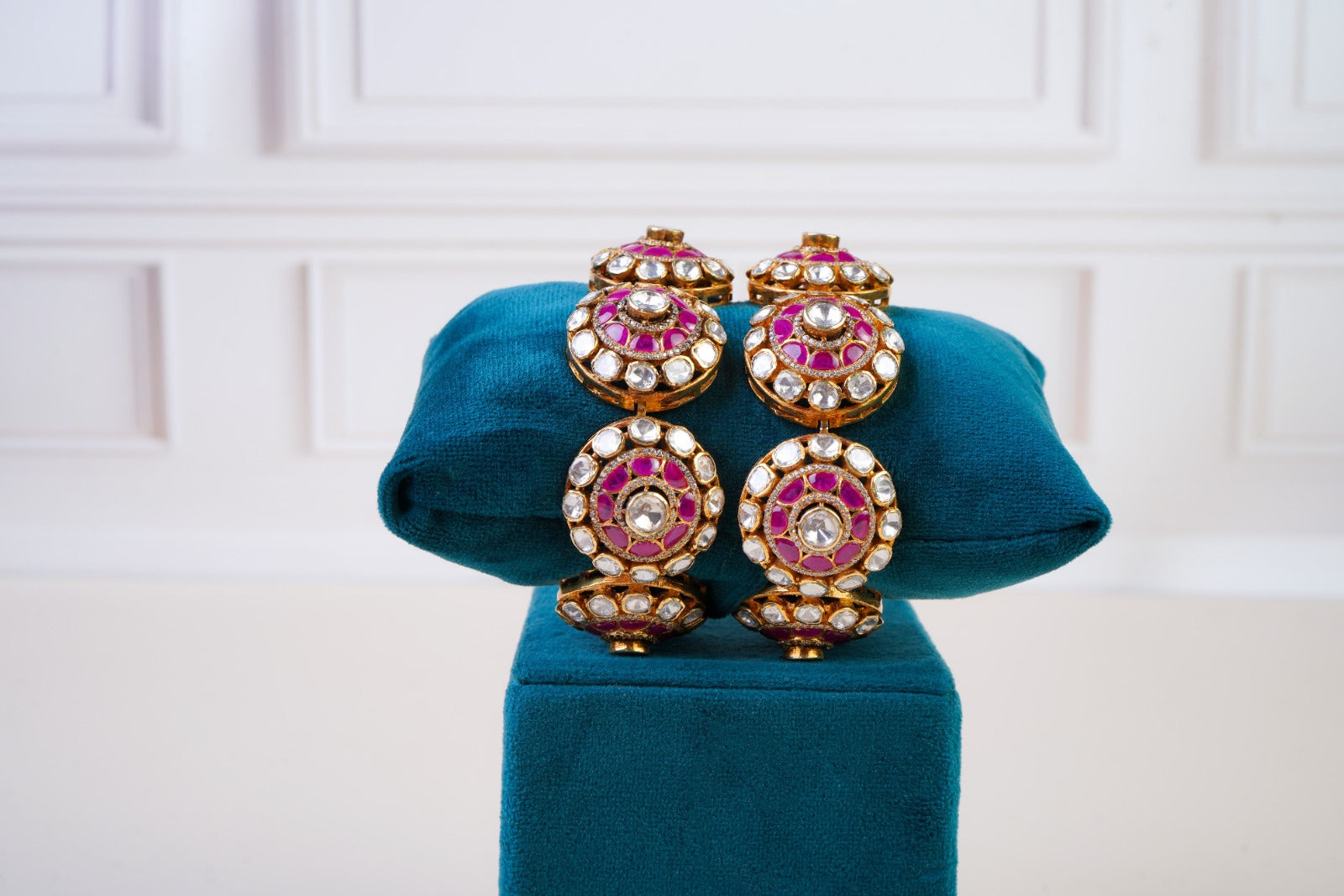 Royal Kundan Polki Bracelet with Ruby Accents