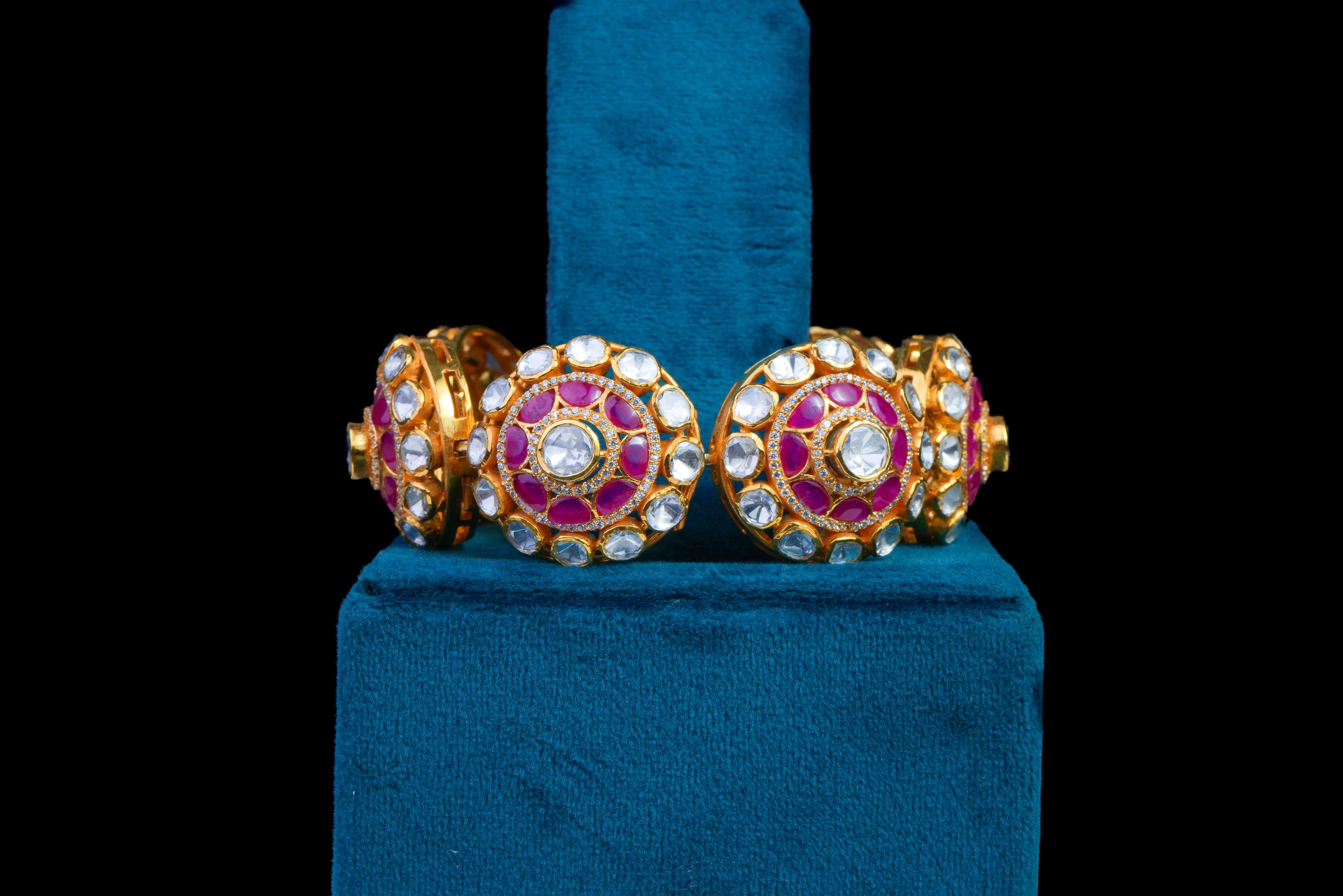Royal Ruby Polki Bangle Set
