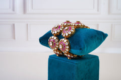 Royal Kundan Polki Bracelet with Ruby Accents
