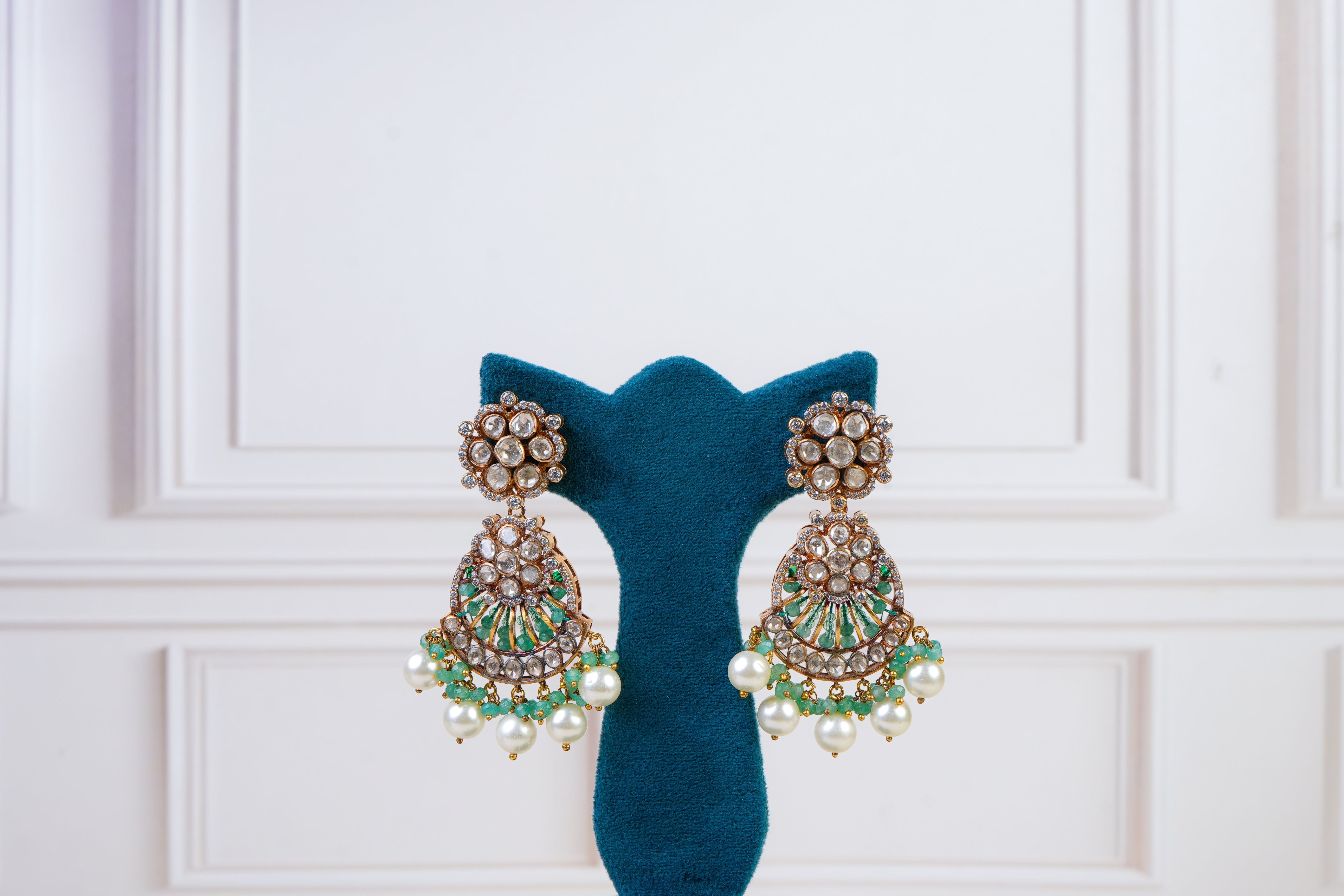 Royal Green Kundan Choker Set with Pearl Drops