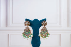 Royal Green Kundan Choker Set with Pearl Drops